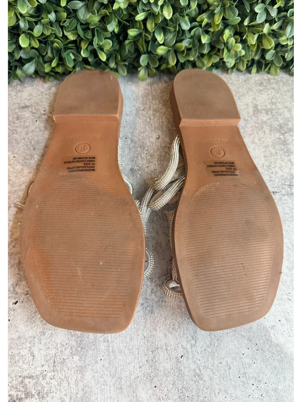 Steve Madden Maddison Rhinestone Bow Square Toe Slide Sandals - Size 8